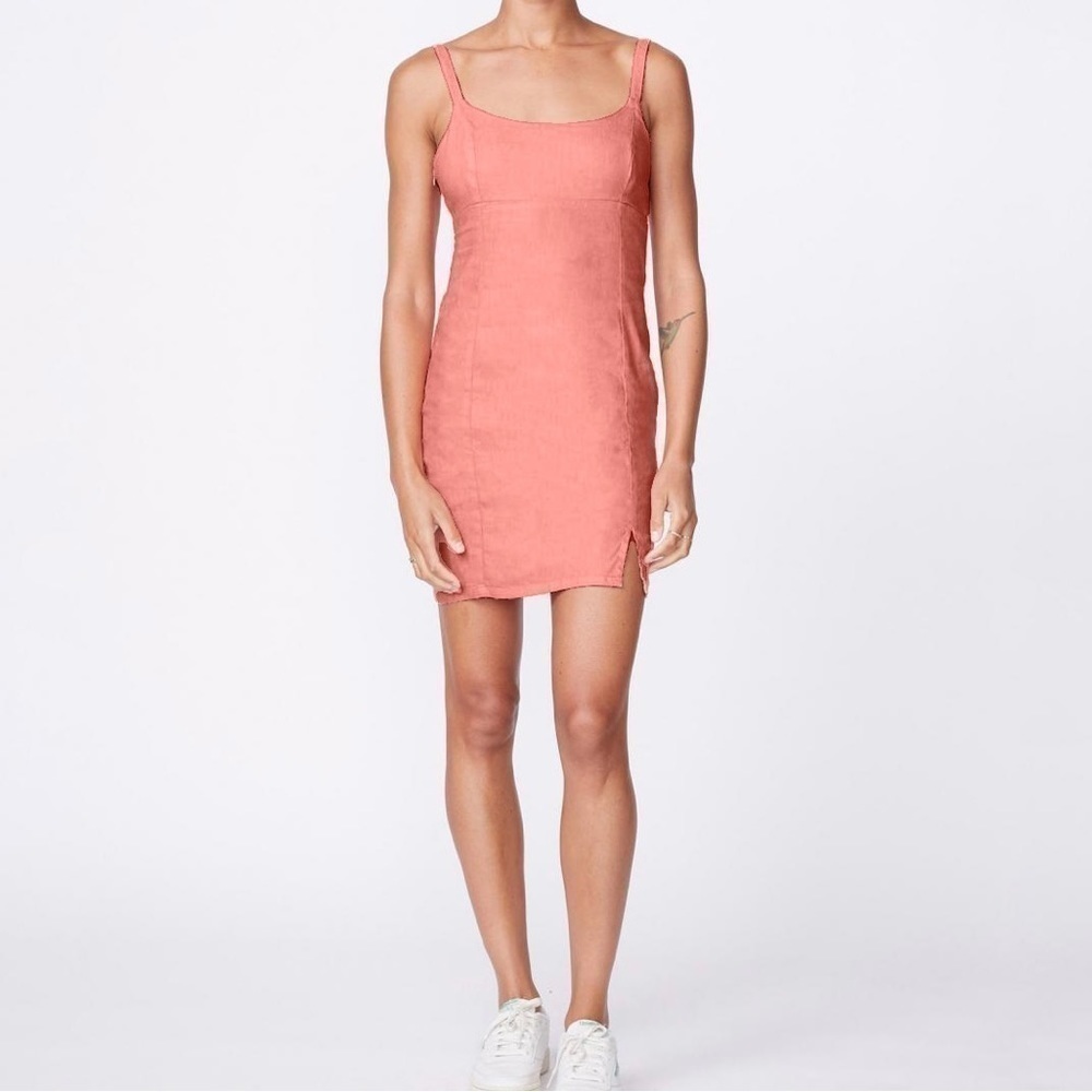 MONROW Linen Cami mini dress coral